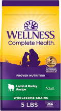 Wellness Complete Health Dry Dog Food, Wholesome Grains, Natural, Lamb & Barley, (5-Pound Bag)