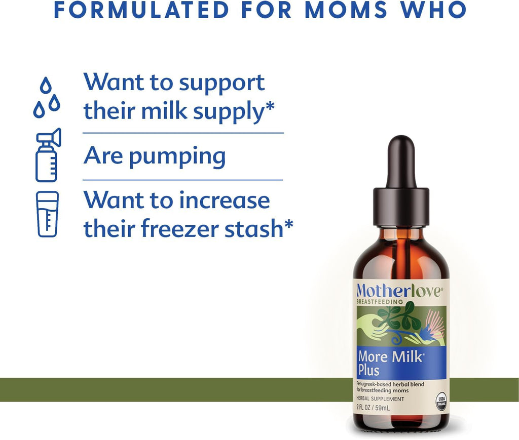 Motherlove More Milk Plus (2 Ounce Tincture) Fenugreek-Based Lactation Supplement to Support Breast Milk Supply—USDA Certified Organic, Vegan, Kosher, Soy-Free