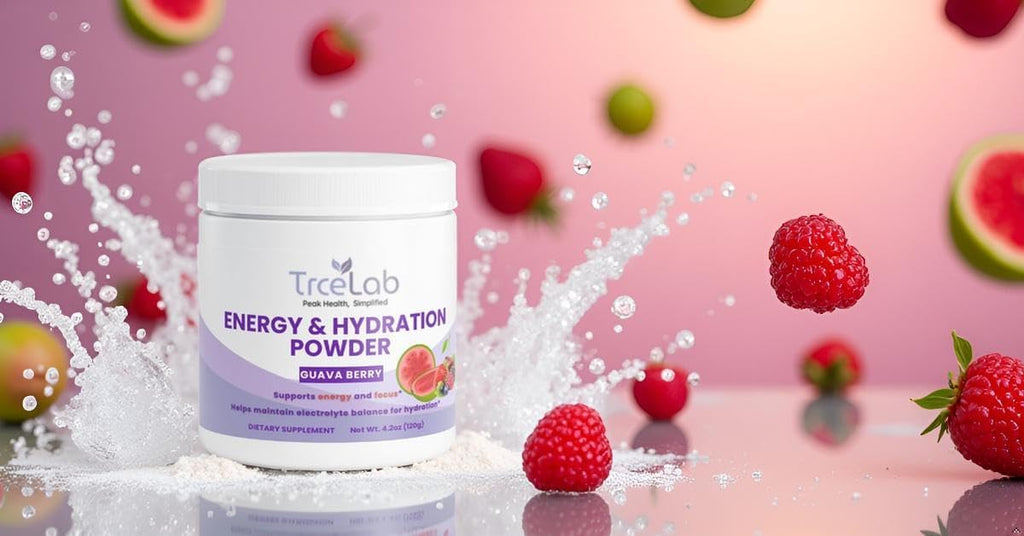 Natural Energy Drink Powder – Guava Berry Flavor – Electrolytes + Natural Caffeine Powder from Green Tea – No Sugar, Vegan, Keto-Friendly, 20 Servings (120 g)