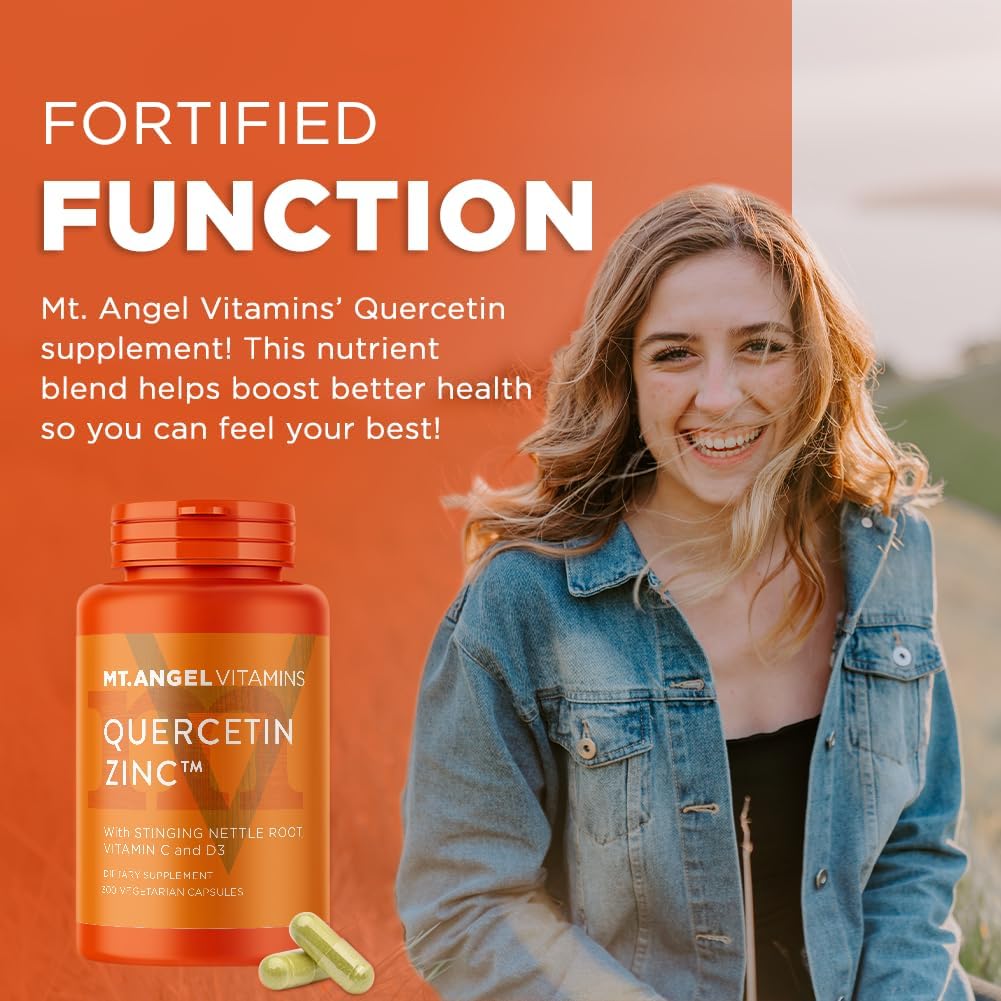 Mt. Angel Vitamins - Zinc Quercetin with Bromelain Supplement – Immune Support & Respiratory Health - Quercetin 500mg Capsules | Zinc 50mg | Vitamin C Capsules | Immune Booster for Adults - 300ct.