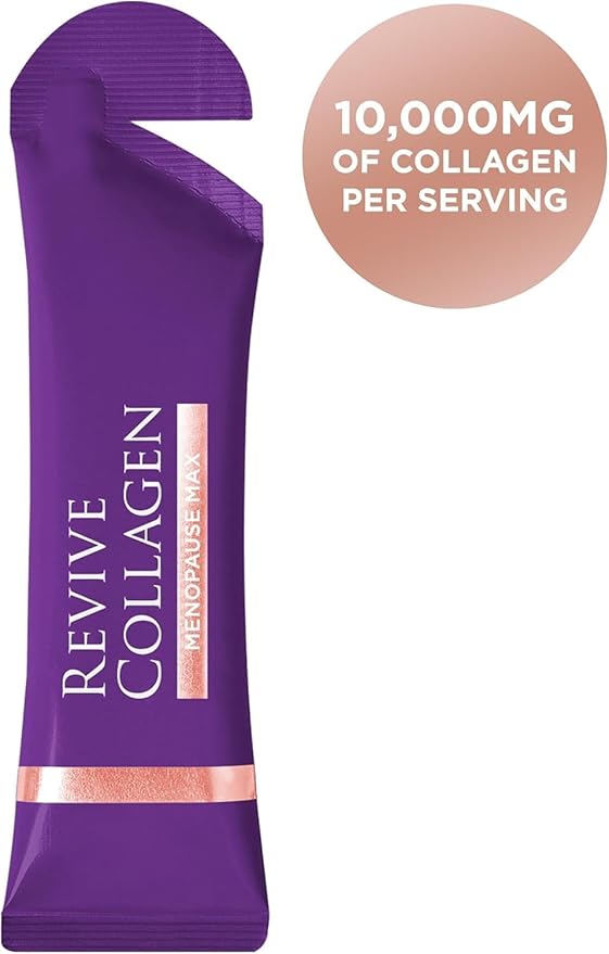 Revive Collagen Menopause Max — Hydrolyzed Marine Collagen Drink for Women, 10,000MG, Lutein, Reishi Mushroom, Vitamin B6, B12, C & D, for Skin & Eye Health, Pineapple & Coconut Flavour — 28 Sachets