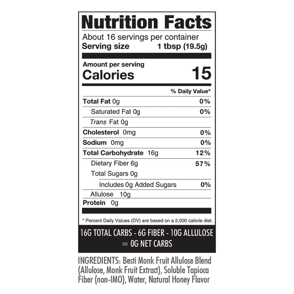 Wholesome Yum Zero Sugar Honey Substitute (2 Pack) - Natural Sugar Free Honey Alternative With Monk Fruit & Allulose - Zero Net Carbs, Non GMO, Gluten Free, Keto, No Aftertaste (11 oz)