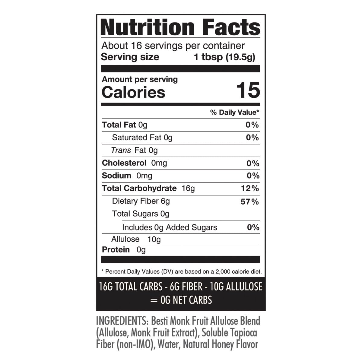 Wholesome Yum Zero Sugar Honey Substitute (2 Pack) - Natural Sugar Free Honey Alternative With Monk Fruit & Allulose - Zero Net Carbs, Non GMO, Gluten Free, Keto, No Aftertaste (11 oz)