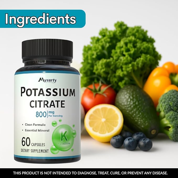 Potassium Citrate Supplement | Pottasium Citrate Capsules | CitratePotassium | Pottasium Supplement for Men & Women - 60 Capsules (Pack 2)