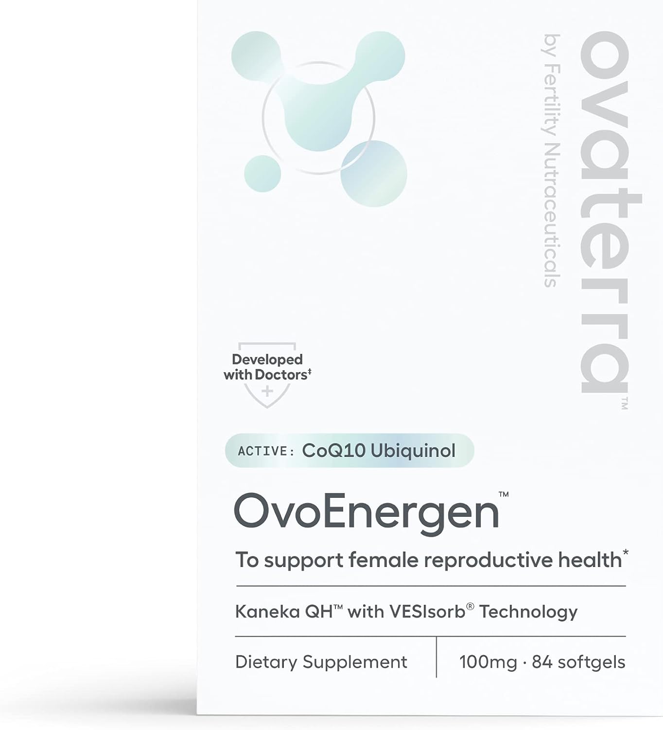 OvoEnergen Ubiquinol CoQ10 100mg Softgels, CoQ10 Supplement for Women to Support Reproductive Health and Egg Health, Fertility Booster with Kaneka QH, VESIsorb® Technology (84 Softgels, 28 Day Supply)
