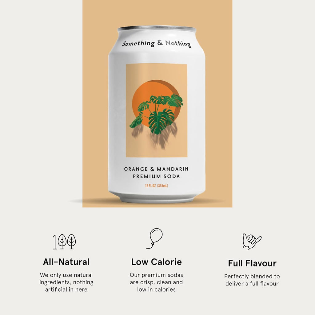 Something & Nothing Orange & Mandarin Flavored Sparkling Water | Lightly Carbonated & Full of Flavor with Added Grape & Lemon Juice | Vegan & Low Calorie Premium Soda | 12 Fl Oz Cans (Pack of 12)