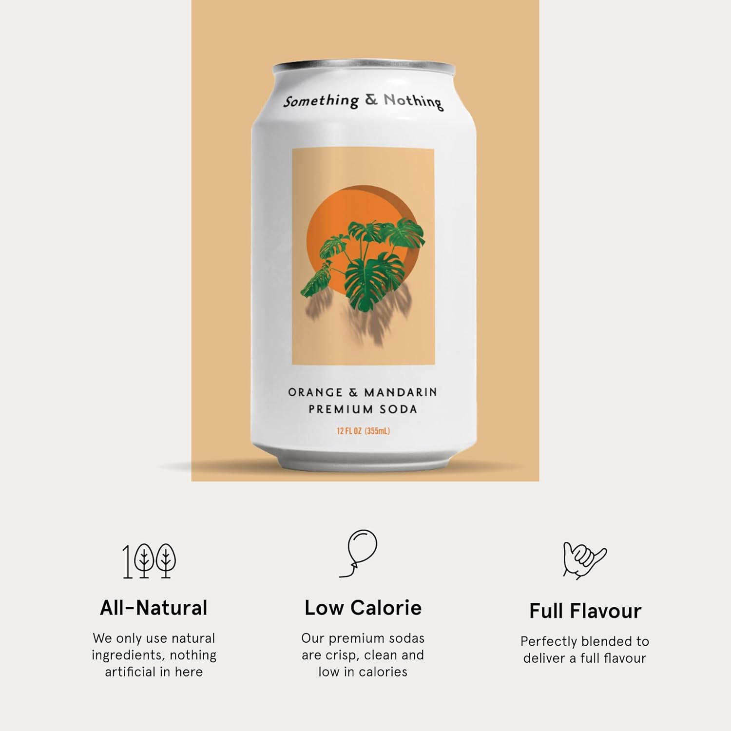 Something & Nothing Orange & Mandarin Flavored Sparkling Water | Lightly Carbonated & Full of Flavor with Added Grape & Lemon Juice | Vegan & Low Calorie Premium Soda | 12 Fl Oz Cans (Pack of 12)