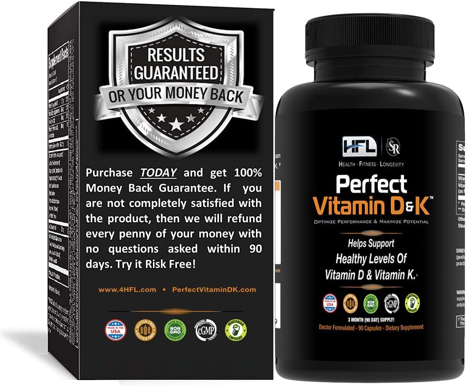 HFL Perfect Vitamin D&K by Dr. Sam Robbins | Vitamin D3 & K2 (MenaQ7® MK-7) | 3 Month Supply | 2X Absorbable | Vegan, Plant-Based, Micro-Encapsulated.