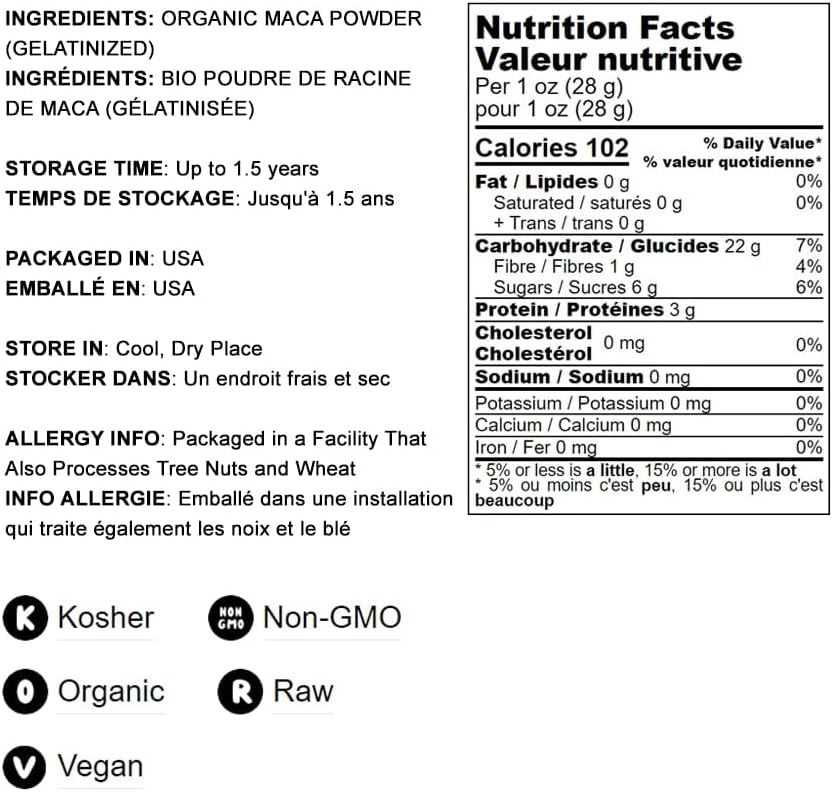 Food to Live Organic Maca Powder, 8 Pounds – Gelatinized, Non-GMO, Kosher, Vegan, Bulk