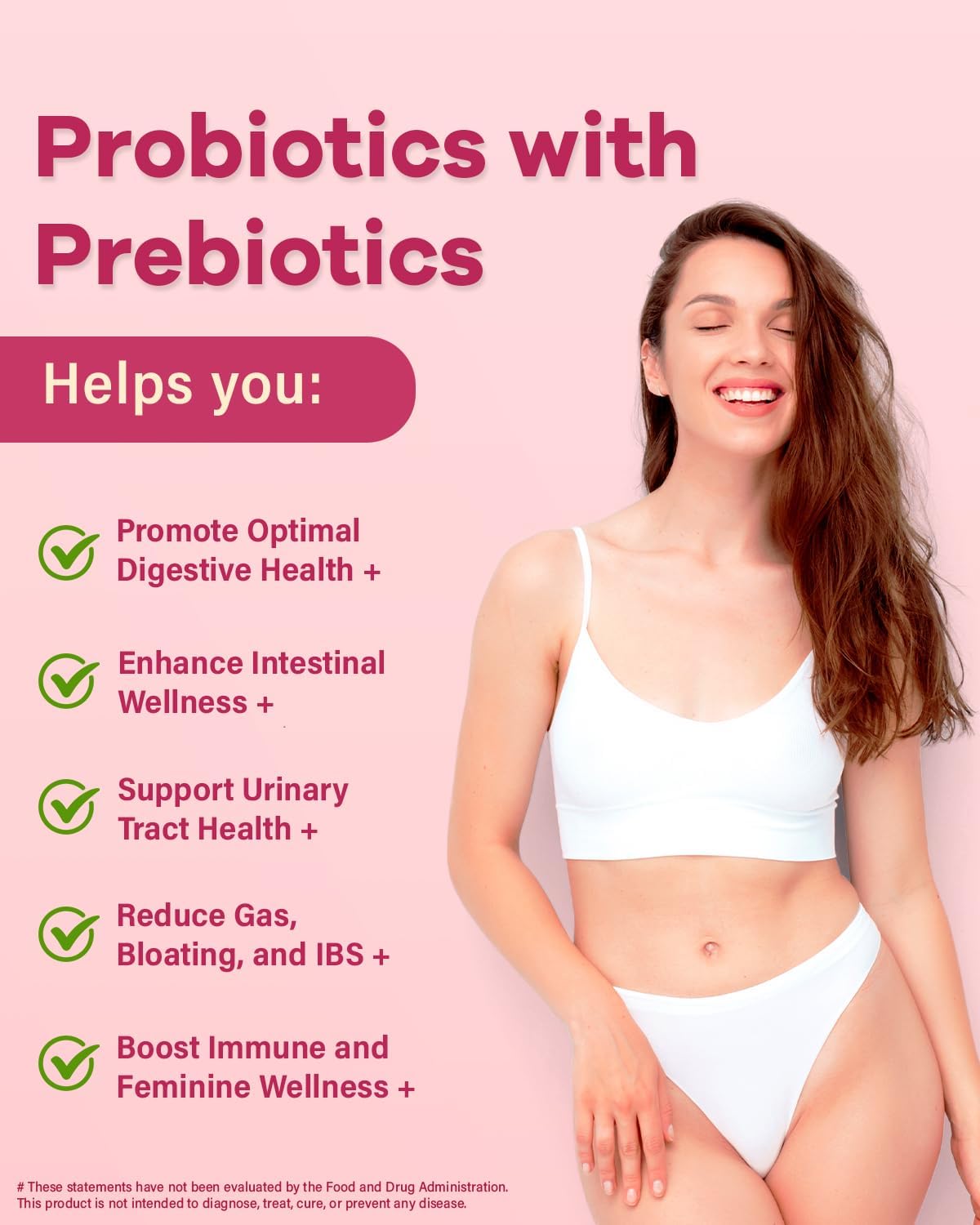 Probiotics for Women Digestive Health - 60 Billion Vaginal Probiotic Organic Prebiotics with Cranberry & D-Mannose for Gut, Urinary, Immune Health, Vegan & Non-GMO | 270 Capsules