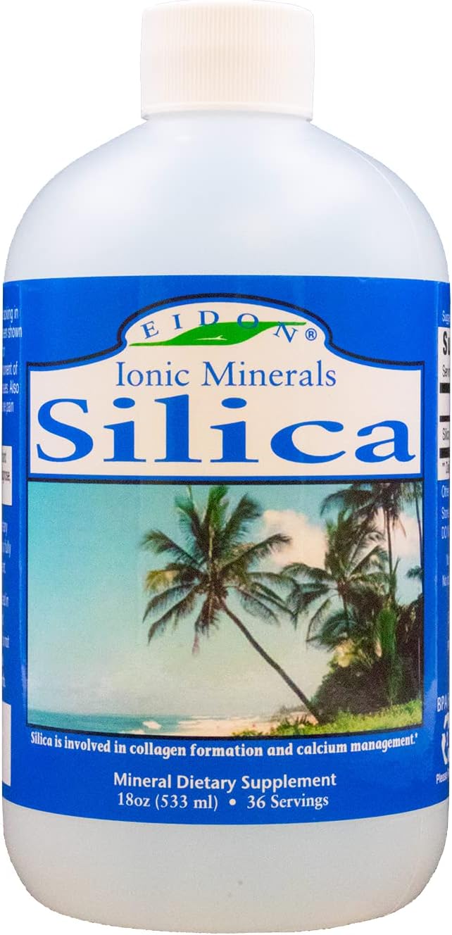 Eidon Ionic Minerals Liquid Silica Mineral Concentrate - Silica Supplement for Hair, Skin and Nails, Silica Drops to Support Collagen Production, Joint and Bone Health, Helps Manage Calcium - 18 oz