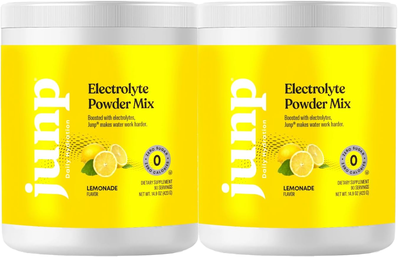 JUNP Electrolytes Powder No Sugar No Carbs – Fresh Squeezed Lemonade Drink Mix - Potassium & Salt Electrolyte Hydration Powder Zero Calorie Sugar Free Electrolyte Powder, Keto Friendly, 180 Servings