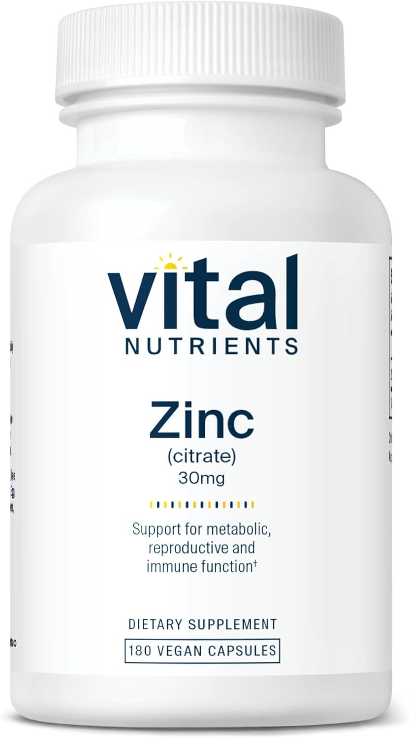 Vital Nutrients Zinc Citrate 30mg | Easily Absorbed Immune Support Supplement* | Vegan Zinc Supplement | Gluten, Dairy, Soy Free | Non-GMO | 30mg | 180 Capsules