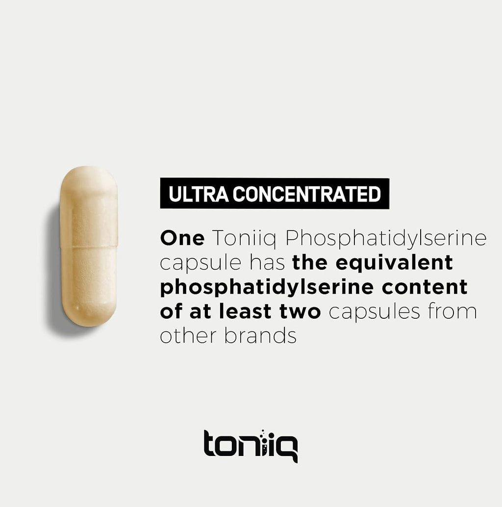 Toniiq Phosphatidylserine - 400mg Formula - World’s First 50% Purity - Highest Purity in The US - Soy Free Phosphatidylserine Supplement - 90 Veggie Capsules
