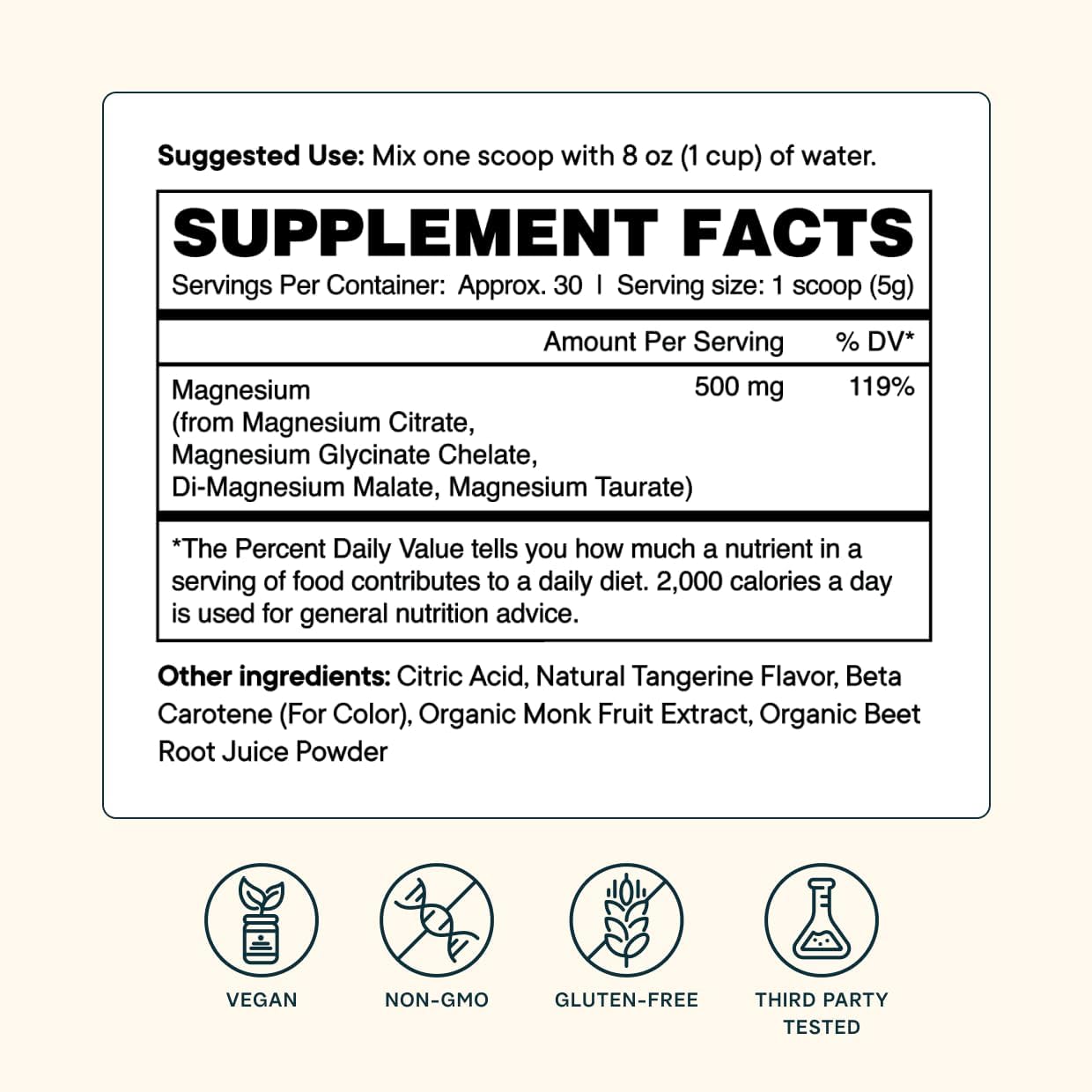 Ora Organic Magnificent, Magnesium Complex Powder for Sleep, Stress, Muscle Recovery, Brain & Heart Support, 4-in-1 Magnesium Glycinate, Citrate, Malate, & Taurate, Vegan, Gluten-Free, Non-GMO, 30Serv