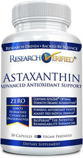 Research Verified Astaxanthin - Powerful Antioxidant, Fights Free Radicals, Supports Skin, Brain, Eyes, and Heart - Zinc RDA, Vitamin E, BioPerine - 30 Capsules - Non-GMO, Made in The USA