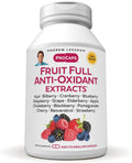 ANDREW LESSMAN Fruit Full Anti-Oxidant Extracts 180 Capsules - 14 Natural Fruit and Berry Extracts. Bilberry, Cranberry, Grape Seed, Pomegranate, Resveratrol, and More. Easy to Swallow Capsules