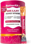 SHE-Lajit Strawberry Honeysticks | Shilajit for Women - Shatavari & Saffron for hormonal Balance & Energy | Tasty Shilajit Honeysticks with Pure Himalayan Shilajit | 30 Sticks