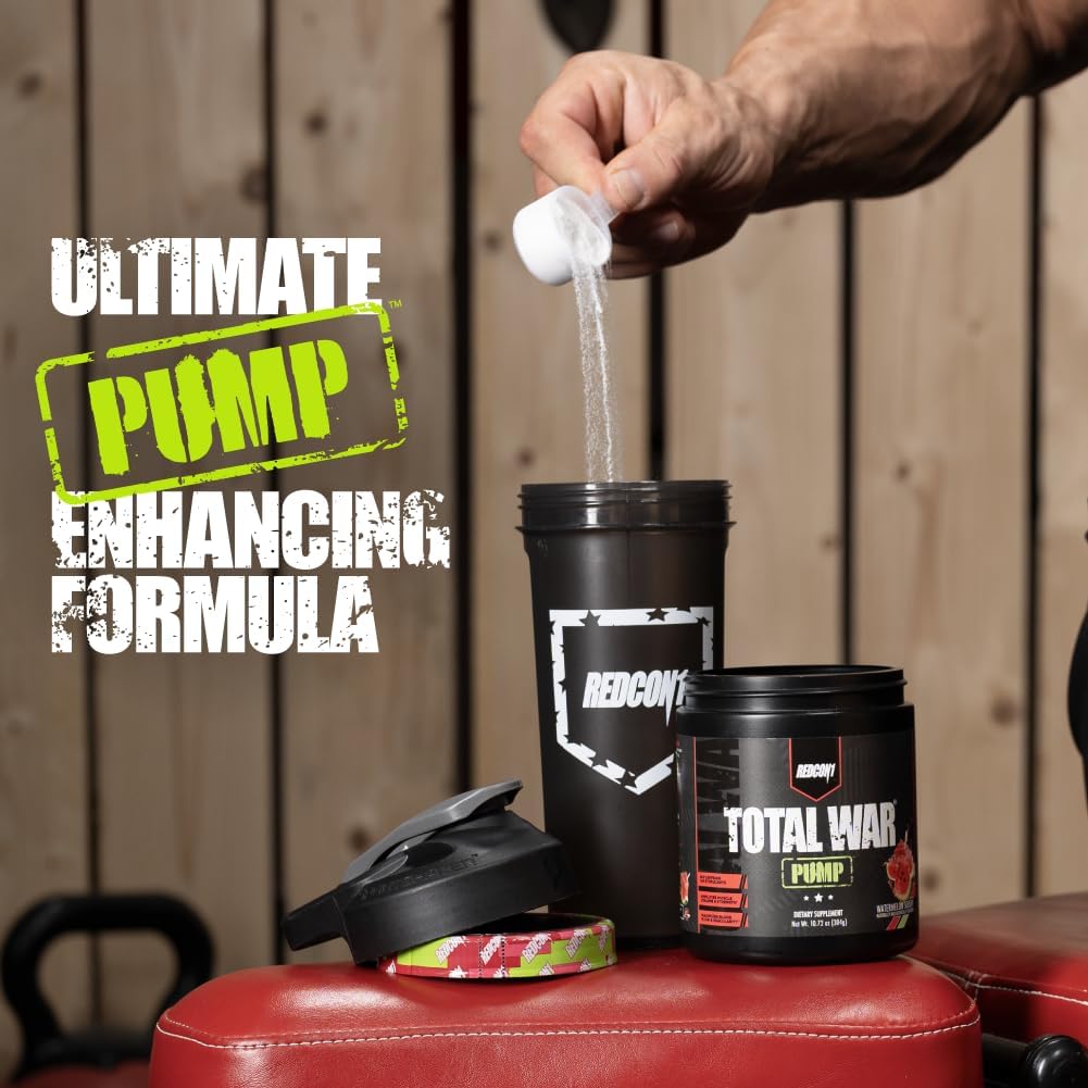 REDCON1 Non Stim & Caffeine Free Pre Workout Powder for Women & Men - Total War Pump - with L-Citrulline, Beta Alanine & More - Workout at Any Time of Day - Strawberry Kiwi (10.58 oz)