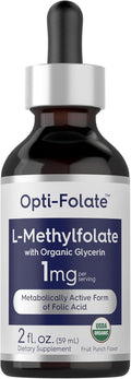 Carlyle L-Methylfolate Drops 1mg | 2 Fl Oz | with Organic Glycerin | Liquid Sublingual Supplement | Fruit Punch Flavor | Vegetarian, Non-GMO
