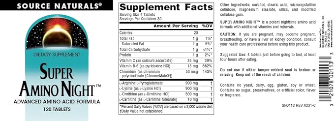 Source Naturals Super Amino Night - Advanced Amino Acid Formula* - 120 Tablets