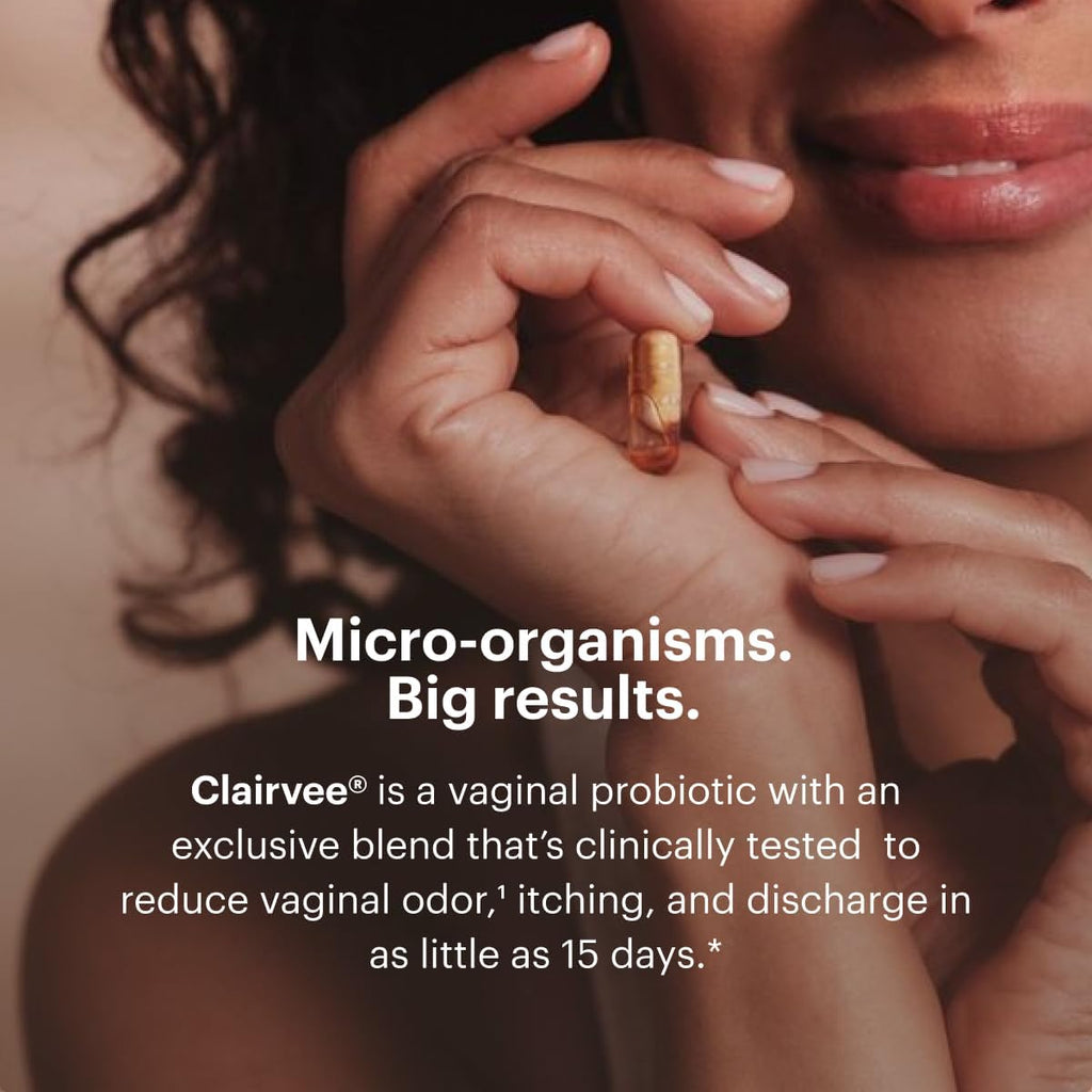 Clairvee by Bonafide. Vaginal Probiotic for Relief from Odor, Itching, & Discharge. — 2-Month Supply (30 Capsules)