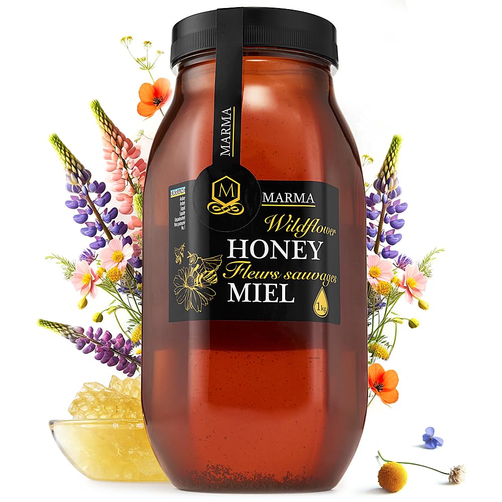 HONIGMA® Marma Wildflower Honey | Authentic Raw Honey from Ukraine | 100% Pure & Unpasteurized | 1000g/35.2oz | May Arrive Crystallized or Partially Crystallized | Pack of 1