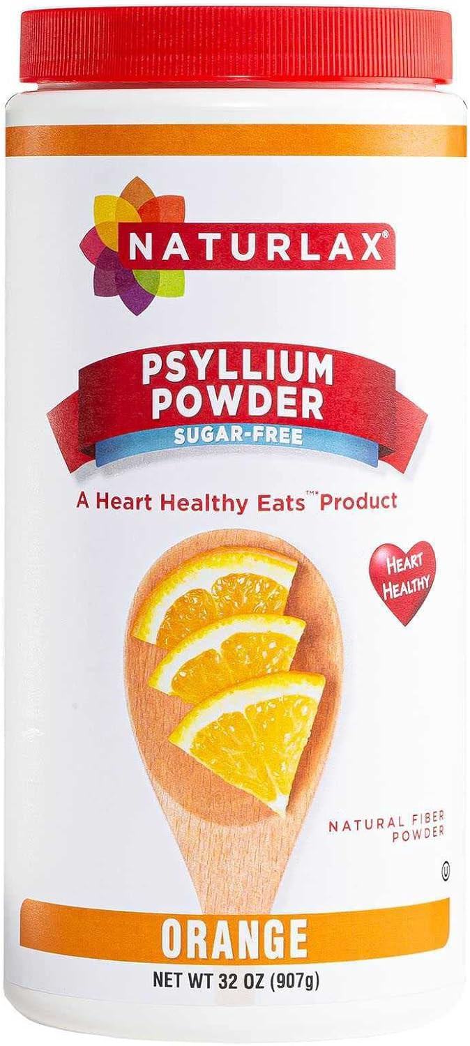 Sugar-Free Psyllium Husk Fiber Powder, Orange Flavored 32 oz