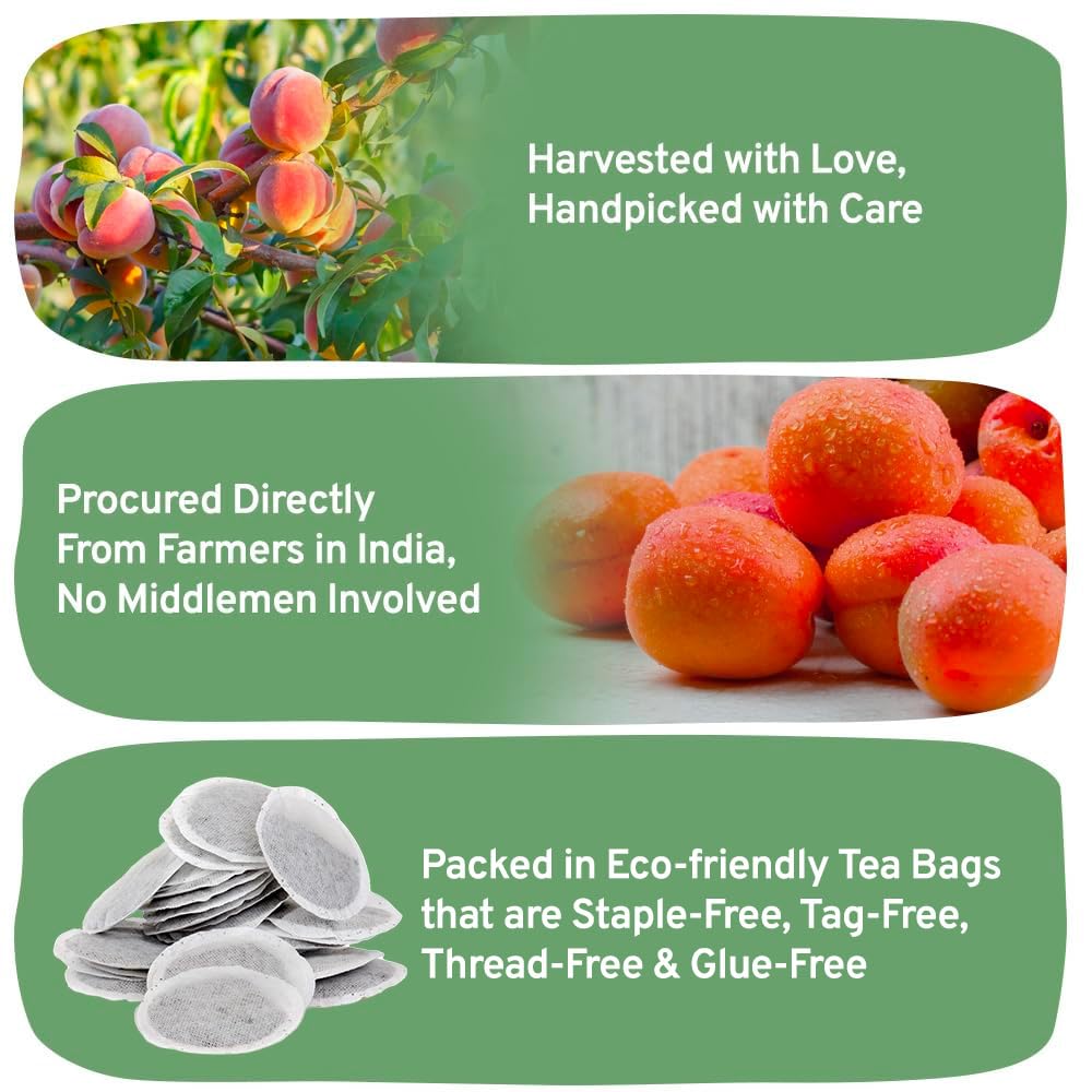 HANDPICK, Peach Tea Bags (80 Count) Non-GMO, Caffeine-Free - Peach, Hibiscus, Cinnamon, Cloves, Ginger | Floral & Refreshing Herbal Tea Bags, Brew Iced Tea or Hot Tea