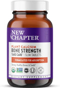 New Chapter Calcium Supplement - Bone Strength Organic Calcium with Magnesium, Vitamin D3+K2, 70+ Trace Minerals for Bone Health, Gluten Free, Easy to Swallow Slim Tablets - 60 Count
