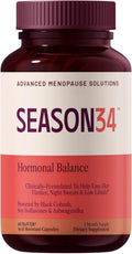 Hormonal Balance for Women | Rhubarb Extract, Soy Isoflavones & Black Cohosh for Hot Flash, Night Sweat & Mood Support, Menopause Relief Supplement, Hormone-Free 60 Capsules, 1 Month Supply