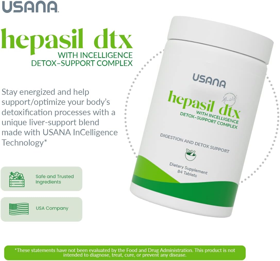 USANA - Hepasil DTX with InCelligence - Support Complex for Comprehensive Health, Protection, Wellness & Vitality - 84 Tablets (28-Day Supply)
