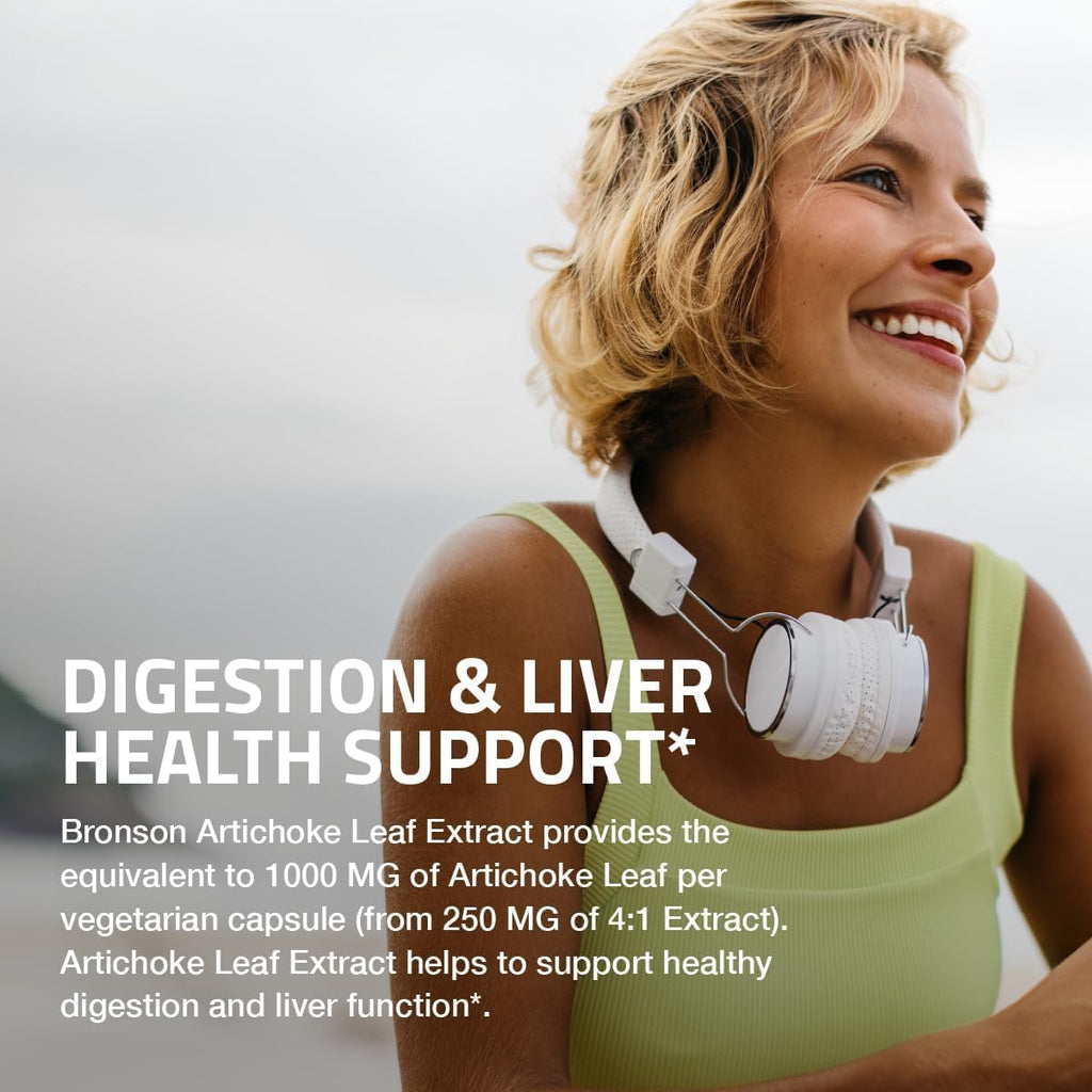 Bronson Artichoke Leaf Extra Strength Supports Healthy Digestion Healthy Liver Function, Non-GMO, 60 Vegetarian Capsules
