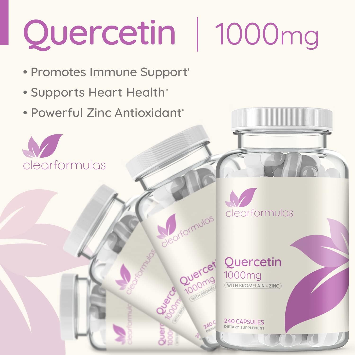 Advanced Zinc Quercetin with Bromelain Formula - Triple Immune Support Quercetin Complex for Daily and Seasonal Immune System Wellness Support - Made in a cGMP American Facility (120 Servings)