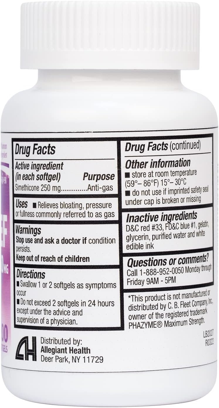 HealthA2Z® Gas Relief Simethicone 250mg | Fast Gas Relief | Relieve Symptoms Naturally (200 Softgels (Pack of 1))