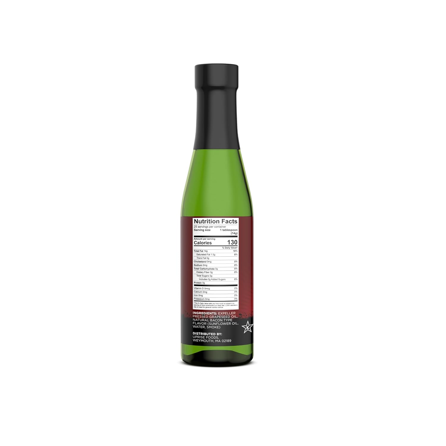 Bacon Bliss Grapeseed Oil – 12.7 oz Glass Bottle | Bacon Flavored Cooking Oil for Popcorn, Vegetables, and Pasta | Plant-Based Alternative with High Smoke Point | Organic, Gluten-Free, Vegan