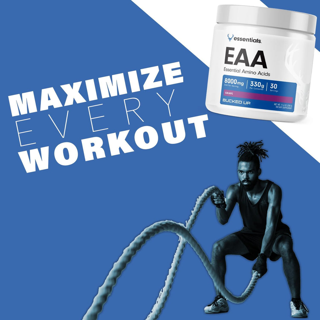 Bucked Up Essential Amino Acids - EAA Powder - Easy Mix, Non Clumping Formula - for Pre/Intra Workout - Grape Flavor - 30 Servings - 11.6 oz