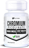 Chromium Picolinate 1000mcg | 400 Tablets | Gluten-Free | Non-GMO | Made in USA