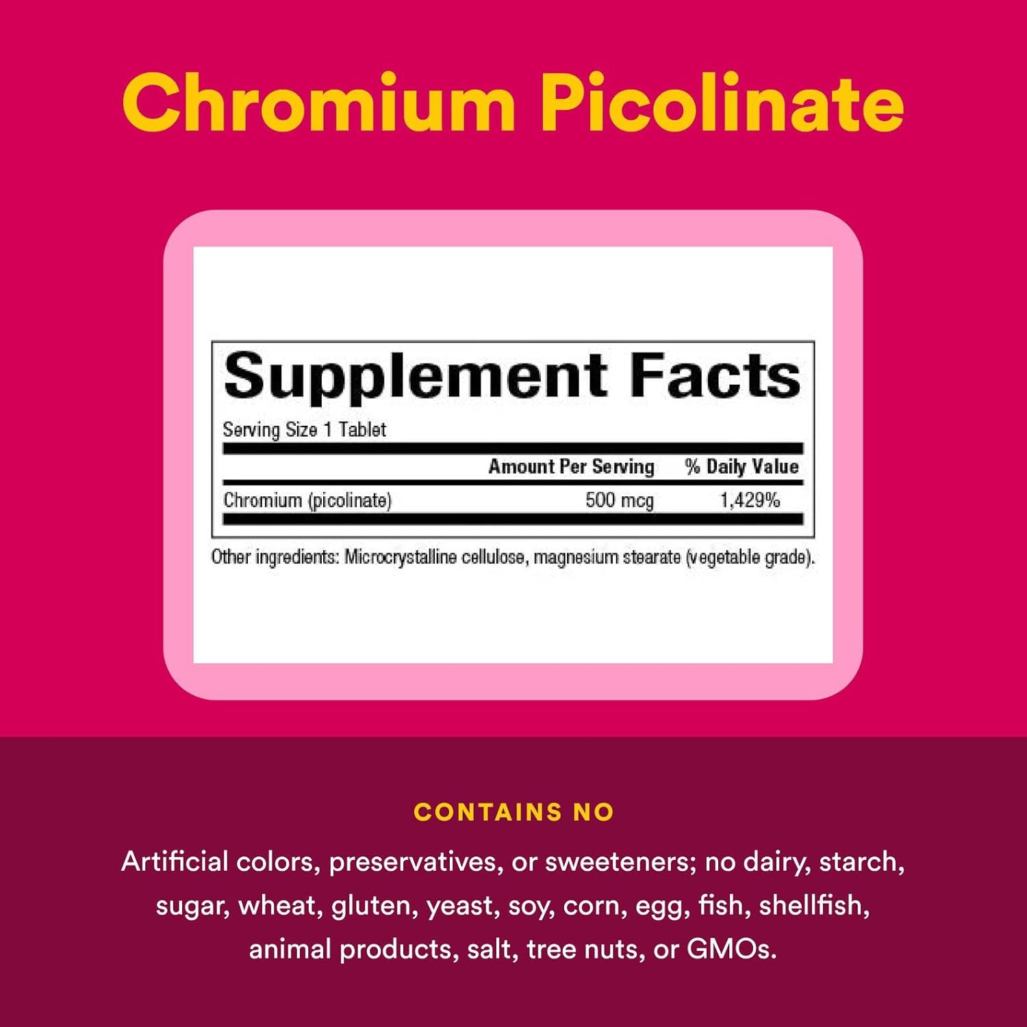 Natural Factors Chromium Picolinate, 500 mcg, 90 Tabs (Pack of 4)