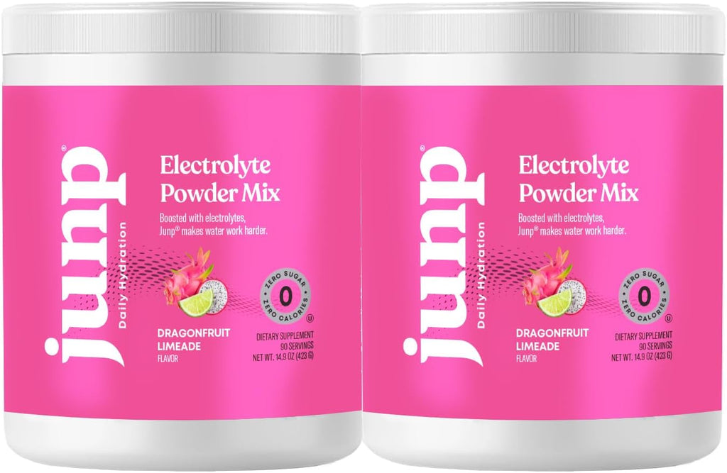 JUNP Electrolytes Powder No Sugar No Carbs - Exotic Tropical Dragonfruit Limeade Drink Mix - Potassium & Salt Electrolyte Hydration Powder Zero Calorie Sugar Free Electrolyte Powder, 180 Servings