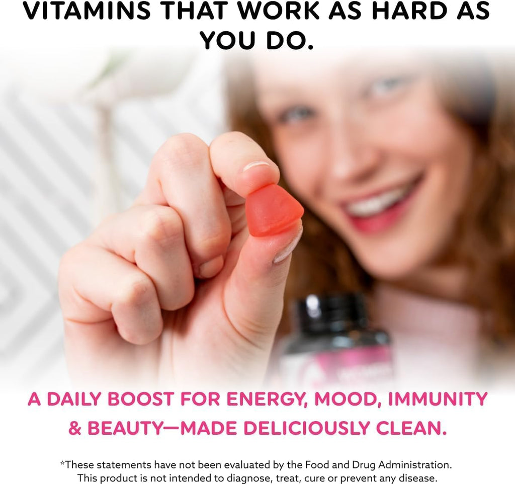 Women's Multivitamins Gummy Vitamin - Multivitamin for Women, Gummy Vitamins, All-Natural, Gluten-Free, Non-GMO, Womens Vitamins Gummies - Strawberry, Cherry, & Raspberry Flavored, 100 Count