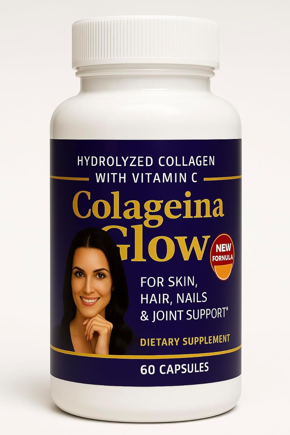 Colageina Glow Hydrolyzed Collagen with Vitamin C – 225g Powder + 60 Capsules | for Skin, Hair, Nails & Joint Support | Easy to Mix, Dietary Supplement (New Formula) Pack 2