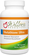 Wellness Resources Glutathione Ultra Supplement - Bioavailable S-Acetyl L-Glutathione (SAG) - Antioxidant, Detox & Cellular Health Immune Support - High Absorption, Non-GMO, Gluten-Free, 90 Capsules