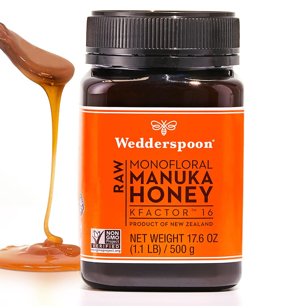 Wedderspoon Raw Premium Manuka Honey, KFactor 16, 17.6 Oz, Unpasteurized, Genuine New Zealand Honey, Traceable from Our Hives to Your Home