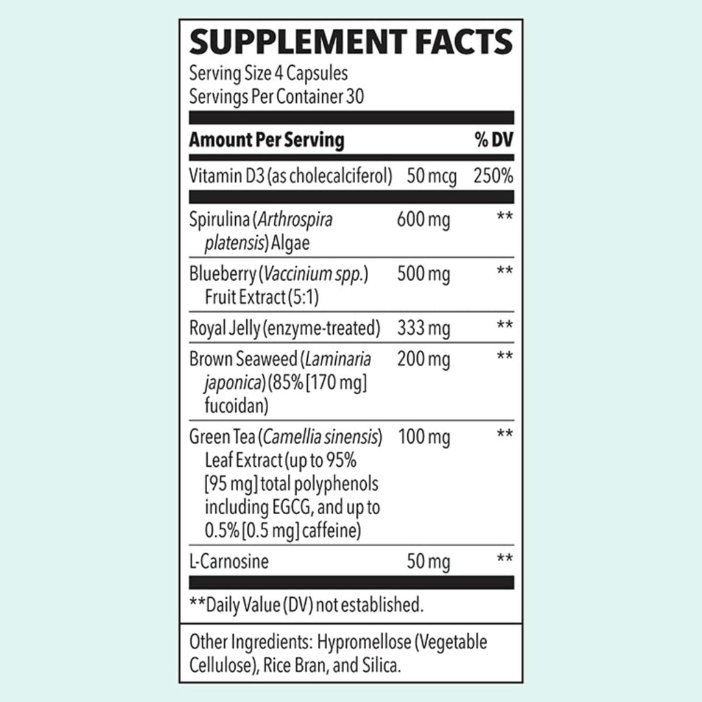 LifeSeasons Stem Boost-R - Stem Cell Support - Repairs Damaged Tissue - Vitamin Supplement with Antioxidants - Royal Jelly, Spirulina, Blueberry, Brown Seaweed & L-Carnosine - 120 Capsules (Pack of 2)