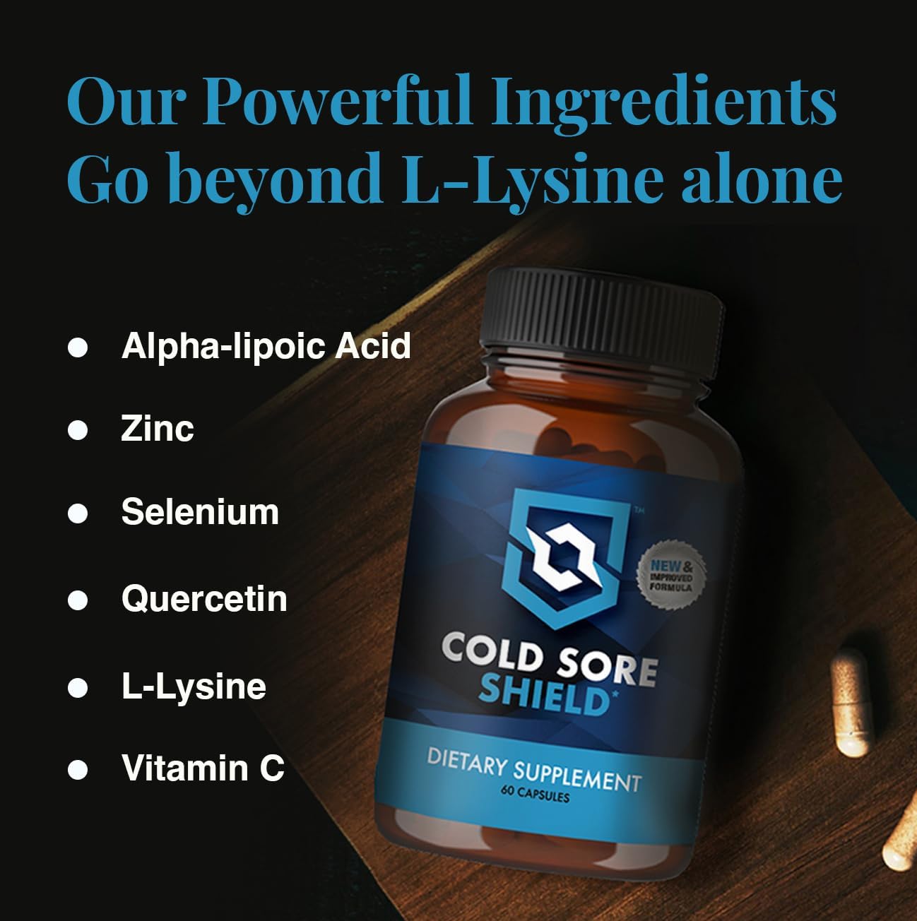 | Daily Cold Sore Supplement Including L-Lysine & Natural Defense Ingredients | Around The Clock Support | 60 Count | Made in The USA