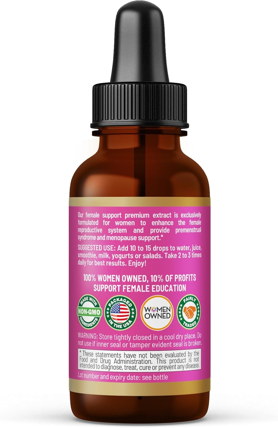 Herbal Goodness Female Support Supplement 1 Fl. oz – Natural Herbal Blend for Women’s Hormonal Health, Energy & Wellness – Adaptogenic Liquid Formula – Non-GMO, Gluten-Free – 1 Bottle