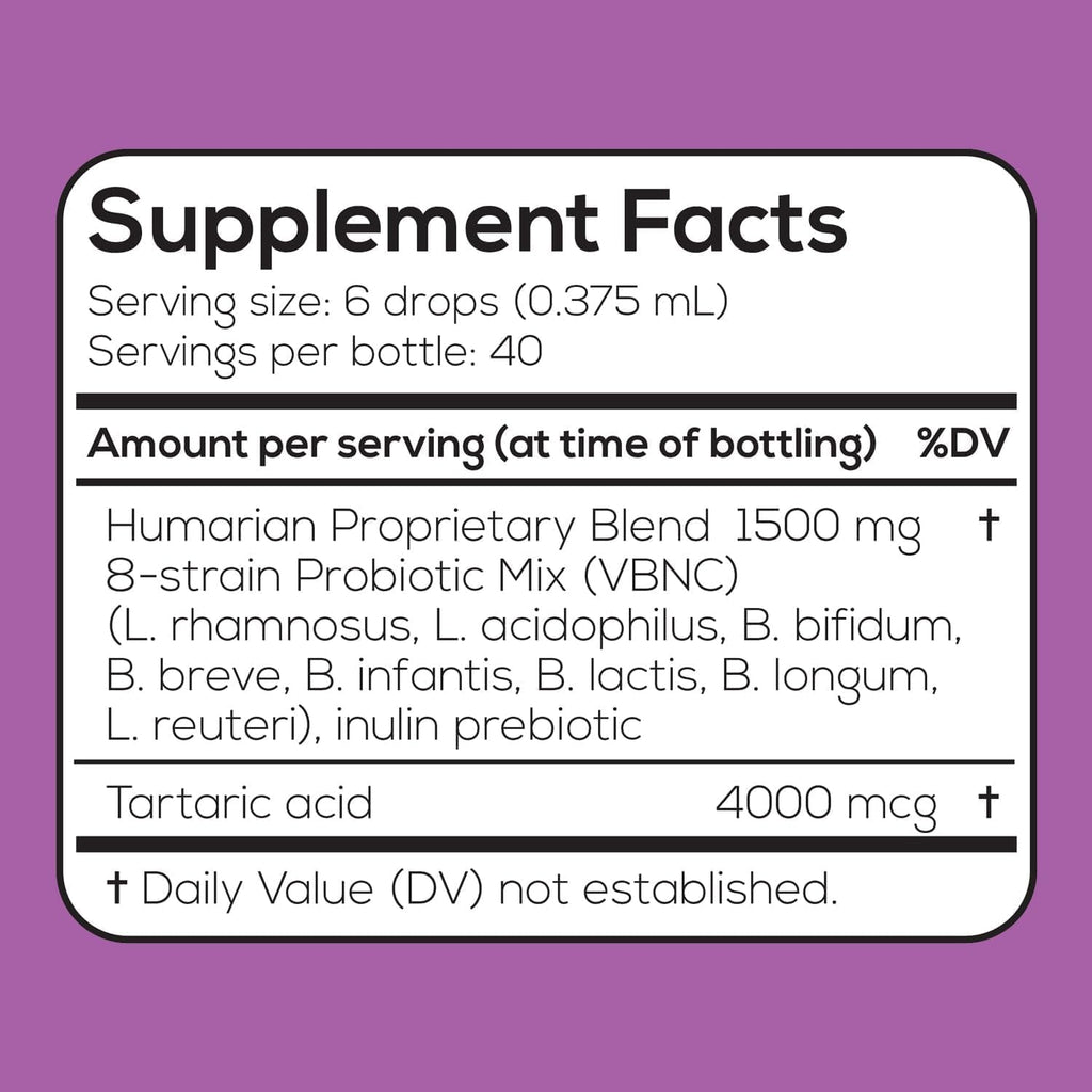 Probonix Humarian Liquid Probiotic for Baby 0-12 Months - 8-Strain Infant Probiotic Drops - 45 Billion CFUs - 40-Day Supply - Tasty Grape Flavor