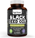 Feel Great Vitamins Black Seed Oil Softgels – Cold-Pressed Nigella Sativa with Vitamin E – 500mg – 60 Vegan Capsules – Non-GMO, Made in USA