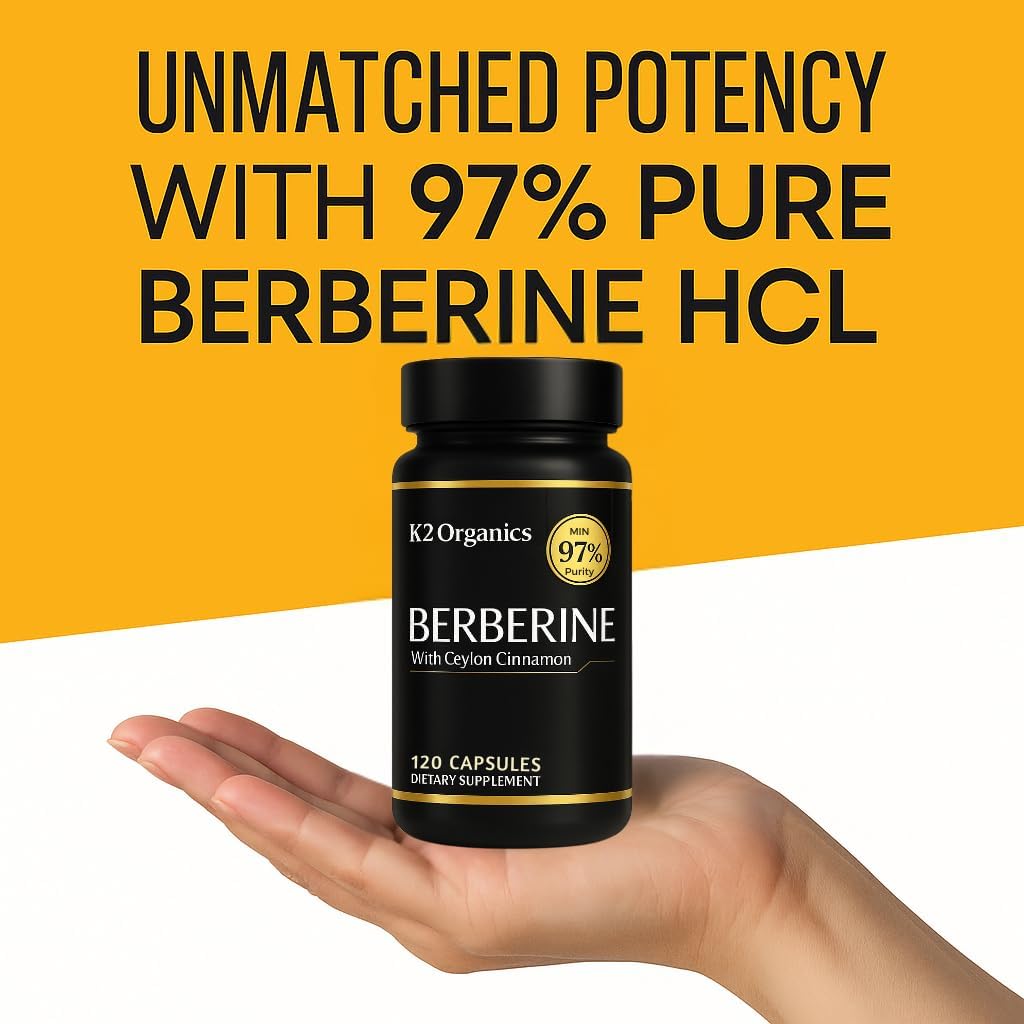 Berberine with Ceylon Cinnamon 1200mg – 97% Purity- Non-GMO, Gluten-Free, Lab-Tested Vegan Berberine Supplement (120 Count)